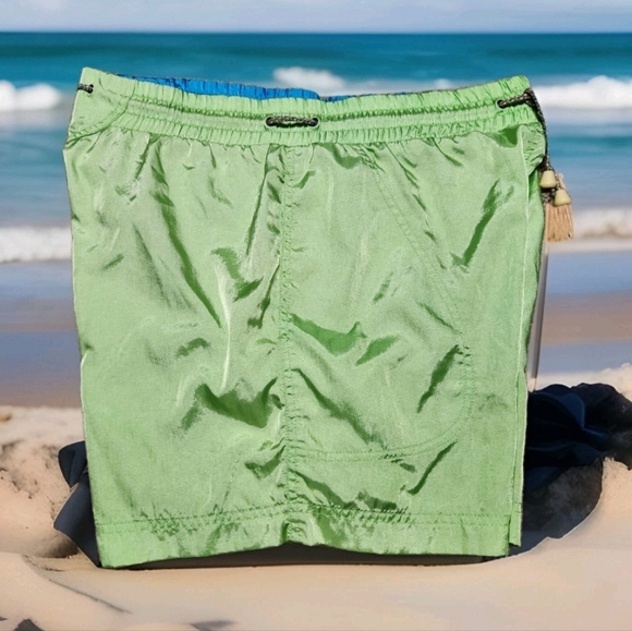 Vintage Skyr Neon Green Athletic Shorts  Size Large  Braided Drawstring *Rare* - Picture 8 of 10